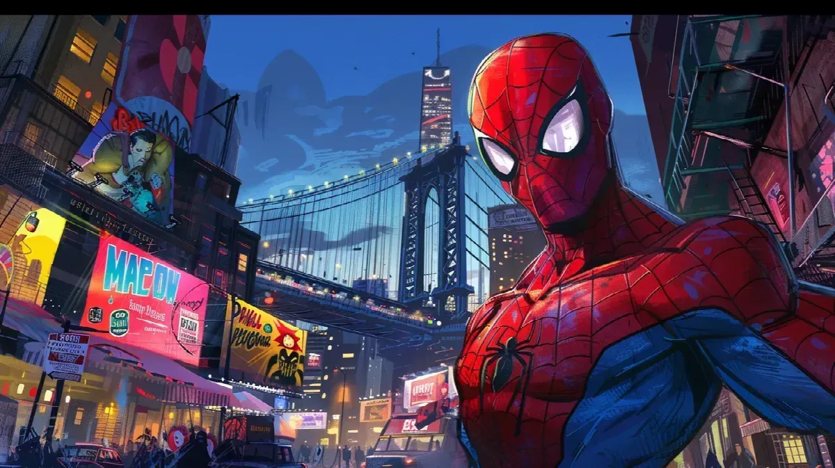 Fantastic city with spiderman