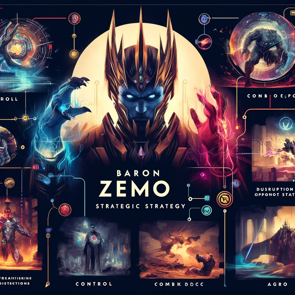 Mystic character Baron Zemo with strategy elements and cosmic visuals.